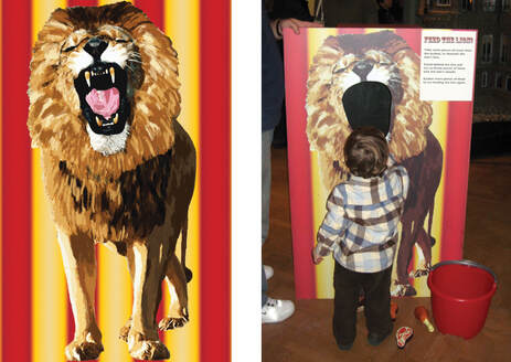Circus Lion illustration for  an interactive exhibit at the Nassau County Museum of Art in Roslyn Harbor, New York by Kim Wagner Nolan